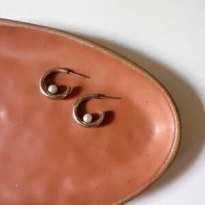 Argola - prateado com pérola