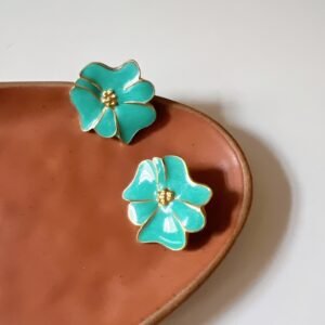 Brinco Flor de metal esmaltado