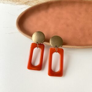 Maxi brinco - pingente de acrílico terracota