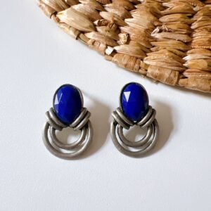 Mini brinco - chaton oval azul bic